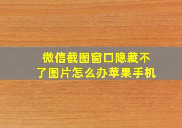 微信截图窗口隐藏不了图片怎么办苹果手机