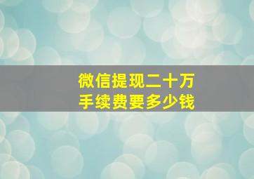 微信提现二十万手续费要多少钱