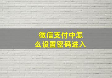 微信支付中怎么设置密码进入