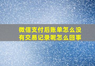 微信支付后账单怎么没有交易记录呢怎么回事