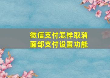 微信支付怎样取消面部支付设置功能