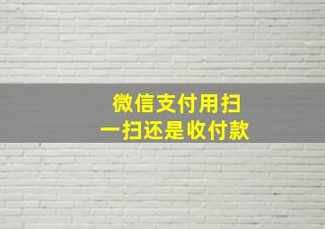 微信支付用扫一扫还是收付款