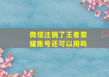 微信注销了王者荣耀账号还可以用吗