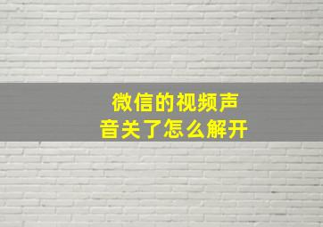 微信的视频声音关了怎么解开