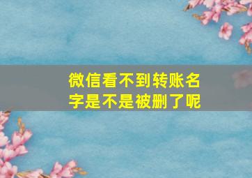 微信看不到转账名字是不是被删了呢