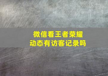 微信看王者荣耀动态有访客记录吗