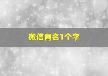 微信网名1个字