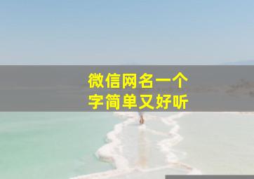 微信网名一个字简单又好听