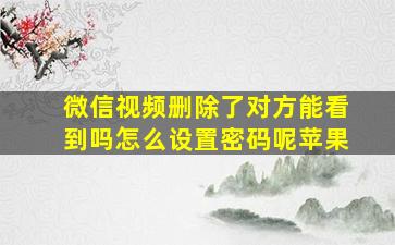 微信视频删除了对方能看到吗怎么设置密码呢苹果