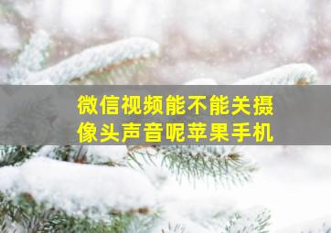 微信视频能不能关摄像头声音呢苹果手机