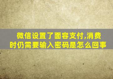 微信设置了面容支付,消费时仍需要输入密码是怎么回事