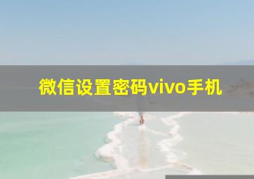 微信设置密码vivo手机