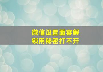 微信设置面容解锁用秘密打不开