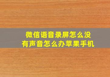 微信语音录屏怎么没有声音怎么办苹果手机