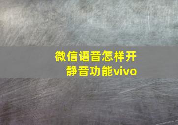 微信语音怎样开静音功能vivo