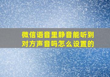 微信语音里静音能听到对方声音吗怎么设置的