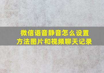 微信语音静音怎么设置方法图片和视频聊天记录