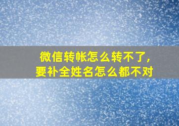 微信转帐怎么转不了,要补全姓名怎么都不对