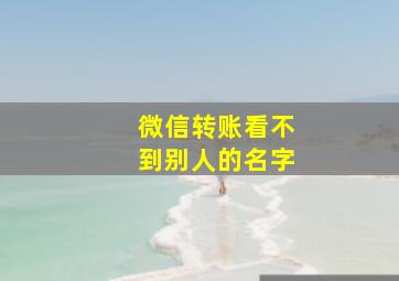 微信转账看不到别人的名字