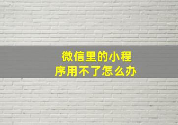 微信里的小程序用不了怎么办