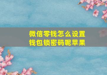 微信零钱怎么设置钱包锁密码呢苹果