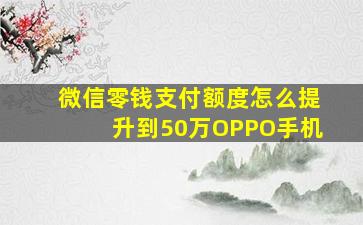 微信零钱支付额度怎么提升到50万OPPO手机