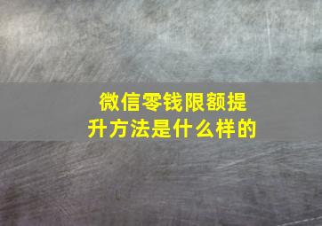 微信零钱限额提升方法是什么样的