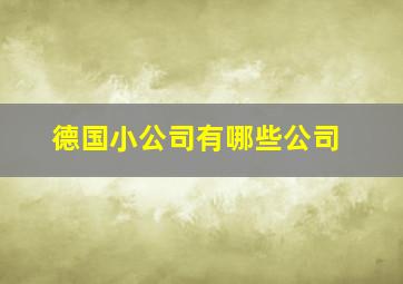 德国小公司有哪些公司