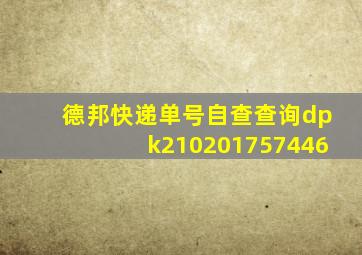 德邦快递单号自查查询dpk210201757446