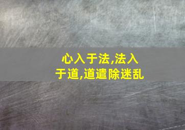 心入于法,法入于道,道遣除迷乱