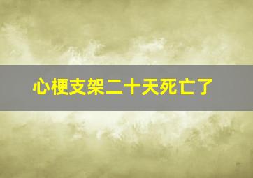 心梗支架二十天死亡了