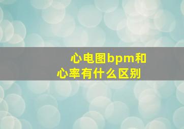 心电图bpm和心率有什么区别