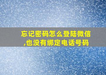 忘记密码怎么登陆微信,也没有绑定电话号码