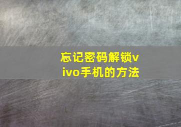 忘记密码解锁vivo手机的方法