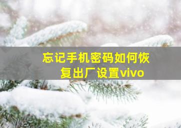 忘记手机密码如何恢复出厂设置vivo