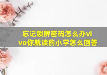 忘记锁屏密码怎么办vivo你就读的小学怎么回答