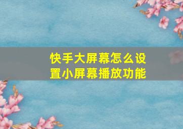 快手大屏幕怎么设置小屏幕播放功能