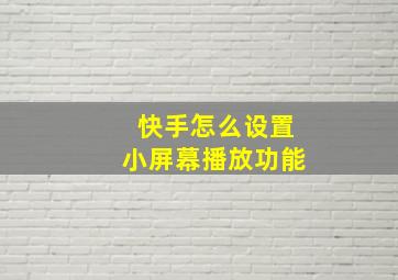 快手怎么设置小屏幕播放功能