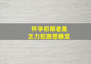 怀孕初期老是乏力犯困想睡觉