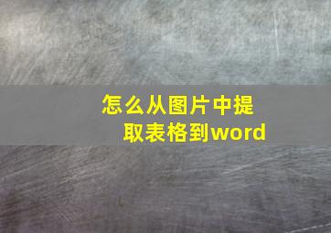 怎么从图片中提取表格到word