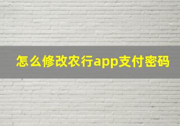 怎么修改农行app支付密码