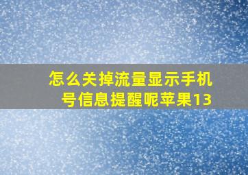 怎么关掉流量显示手机号信息提醒呢苹果13