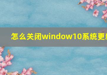 怎么关闭window10系统更新