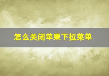 怎么关闭苹果下拉菜单