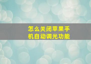 怎么关闭苹果手机自动调光功能