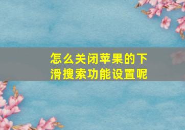 怎么关闭苹果的下滑搜索功能设置呢