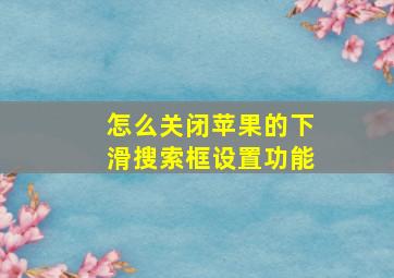 怎么关闭苹果的下滑搜索框设置功能