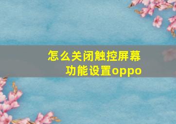 怎么关闭触控屏幕功能设置oppo