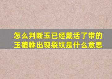 怎么判断玉已经戴活了带的玉貔貅出现裂纹是什么意思