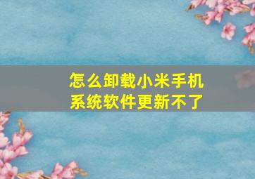 怎么卸载小米手机系统软件更新不了